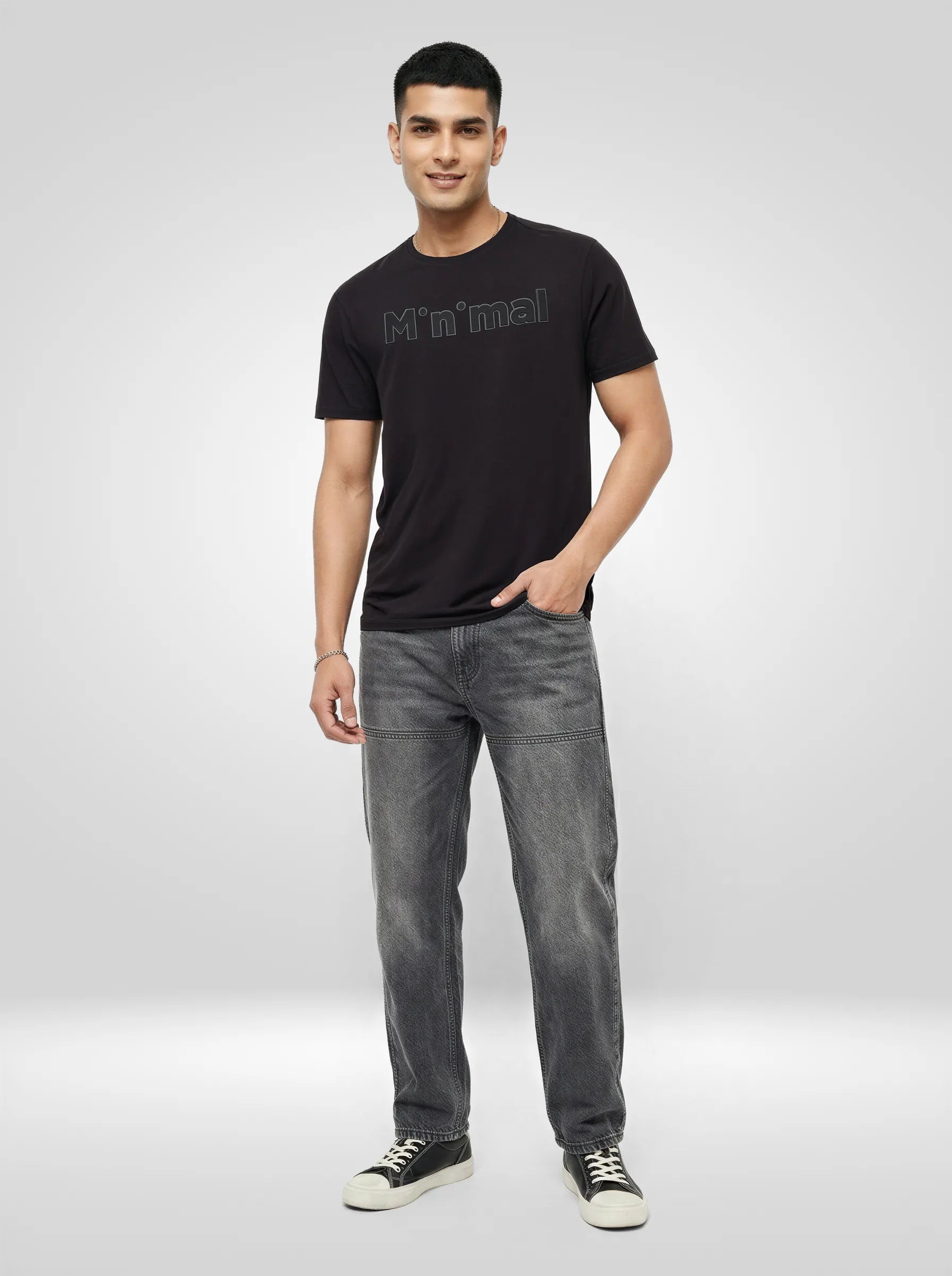 Men T-Shirt Graphic Black Regular Fit