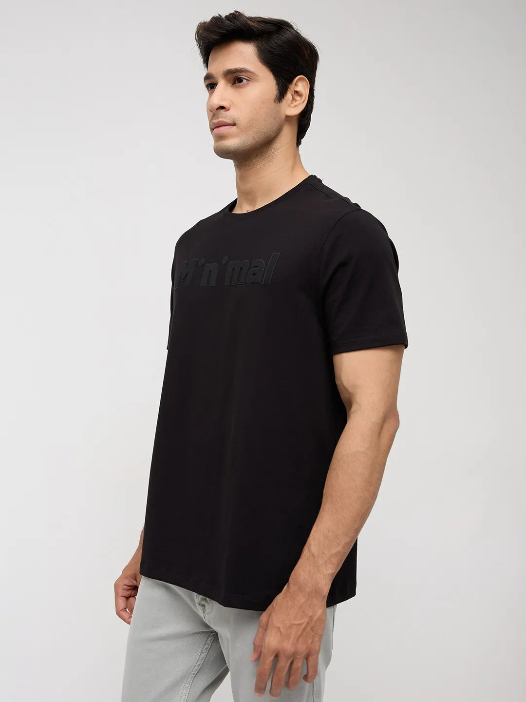 Men T-Shirt Graphic Black Regular Fit