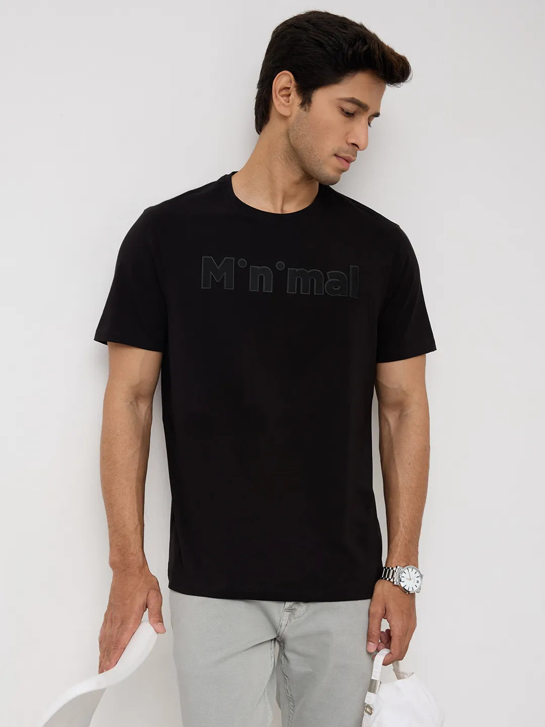 Men T-Shirt Graphic Black Regular Fit