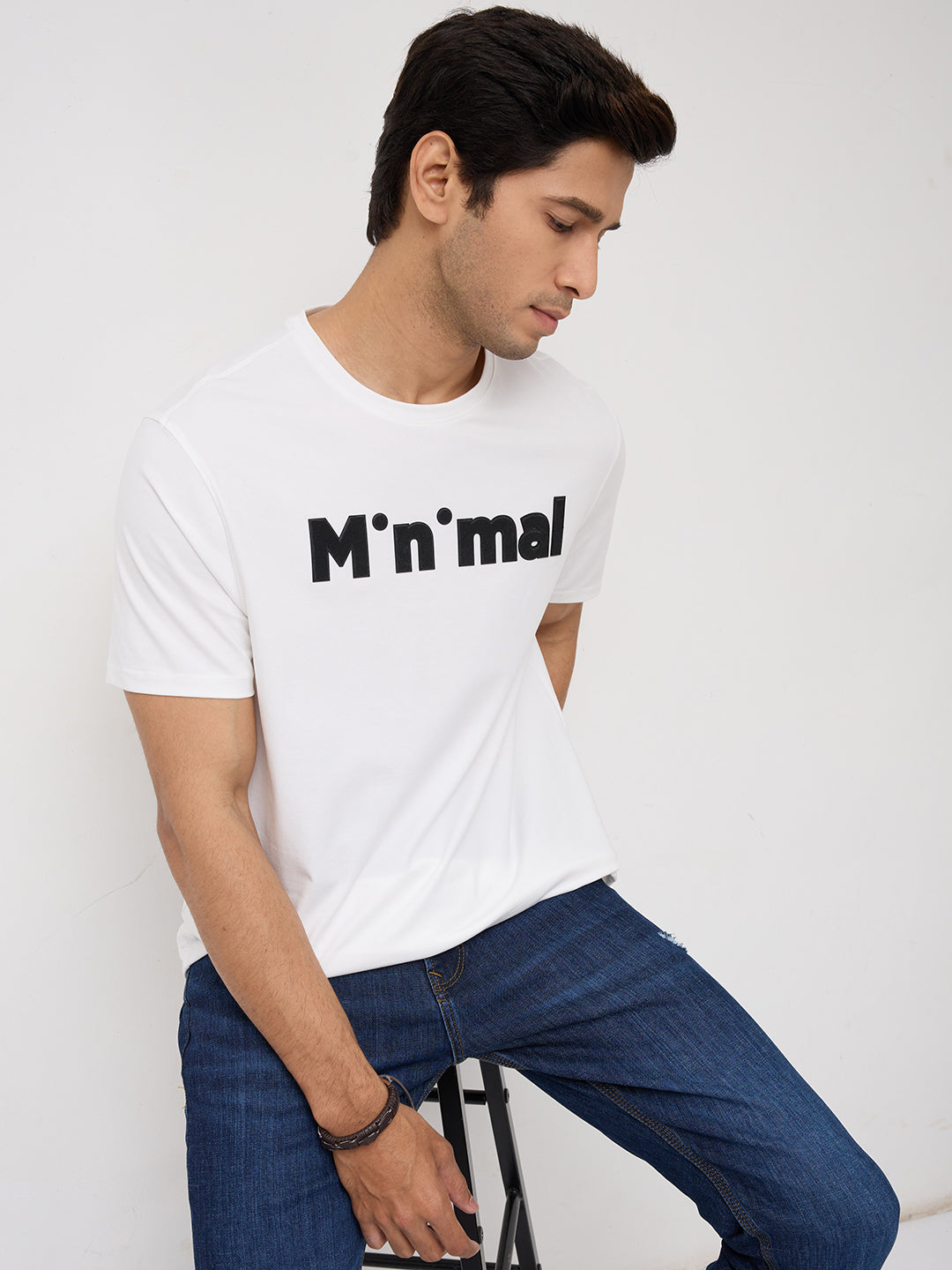 Men T-Shirt Graphic White Regular Fit
