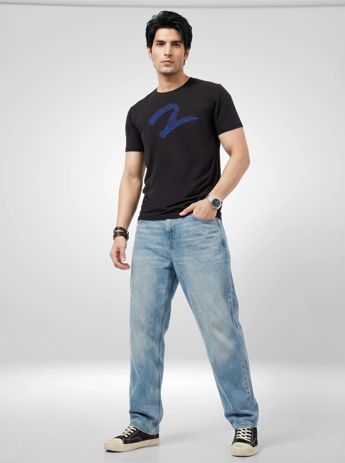 Men T-Shirt Graphic Black Regular Fit