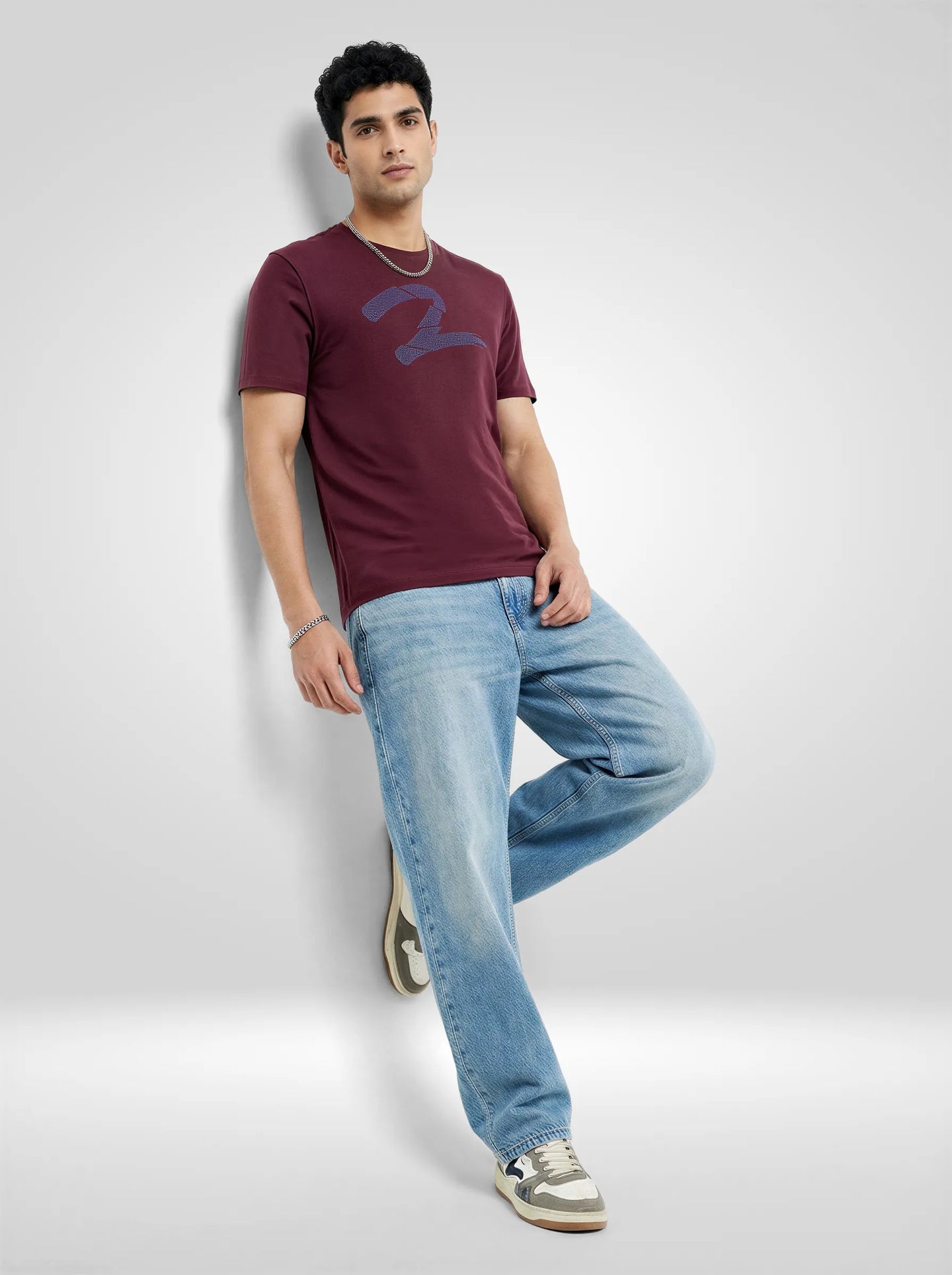 Men T-Shirt Graphic Red Regular Fit