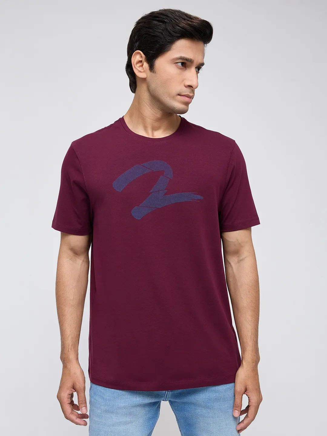 Men T-Shirt Graphic Red Regular Fit