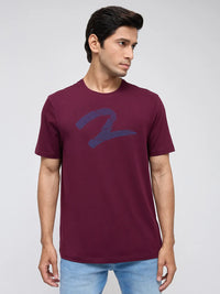 Men T-Shirt Graphic Red Regular Fit