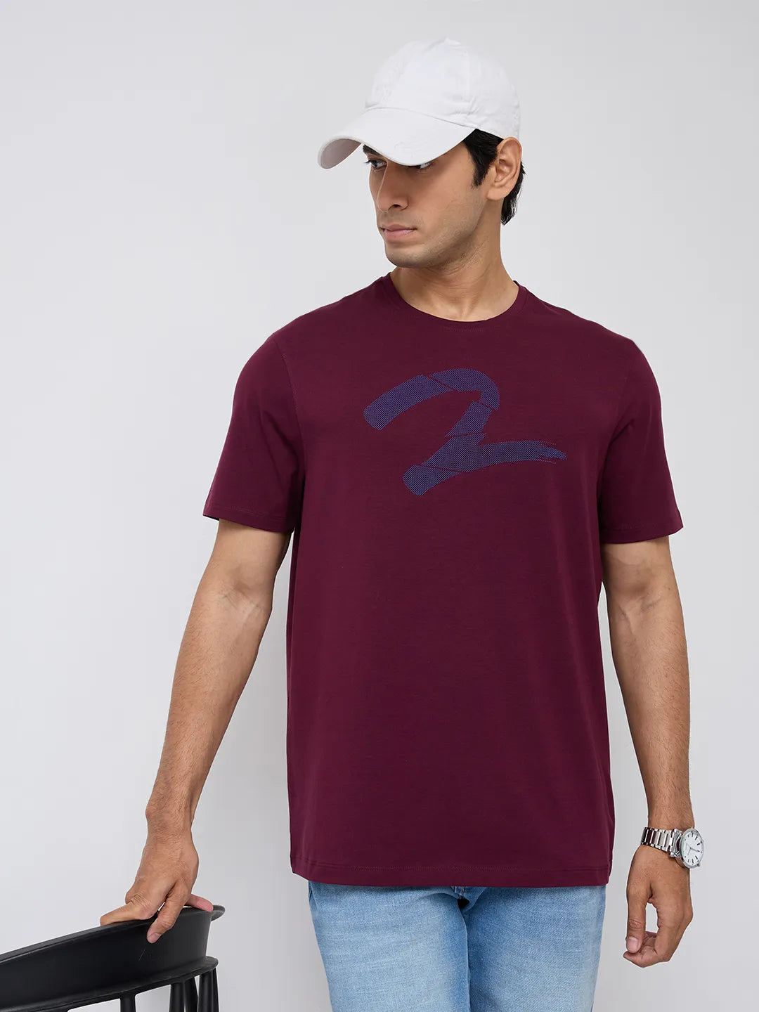 Men T-Shirt Graphic Red Regular Fit