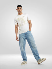 Men T-Shirt Graphic Off White Regular Fit