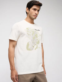 Men T-Shirt Graphic Off White Regular Fit