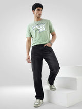 Men T-Shirt Graphic Green Regular Fit