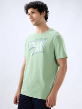 Men T-Shirt Graphic Green Regular Fit