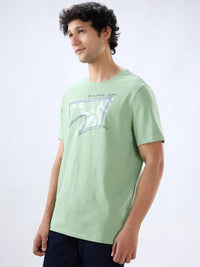 Men T-Shirt Graphic Green Regular Fit