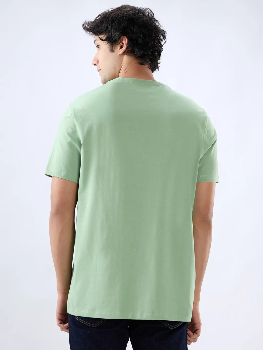 Men T-Shirt Graphic Green Regular Fit