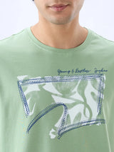 Men T-Shirt Graphic Green Regular Fit