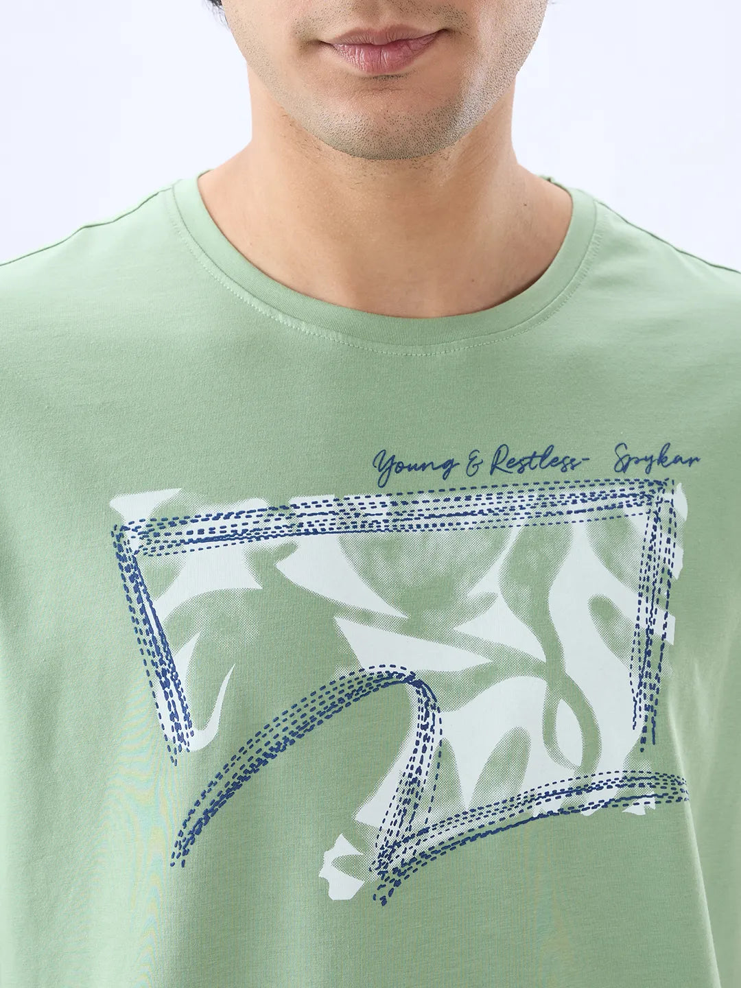 Men T-Shirt Graphic Green Regular Fit