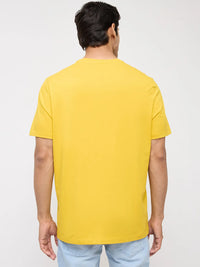 Men T-Shirt Graphic Yellow Regular Fit