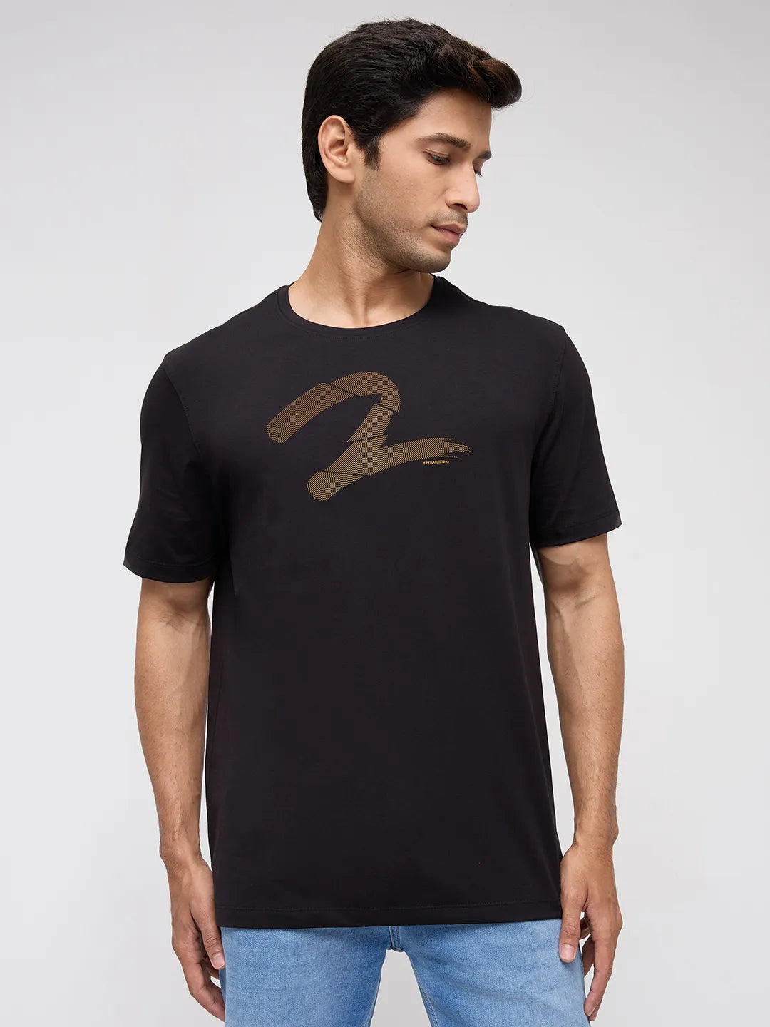 Men T-Shirt Graphic Black Regular Fit