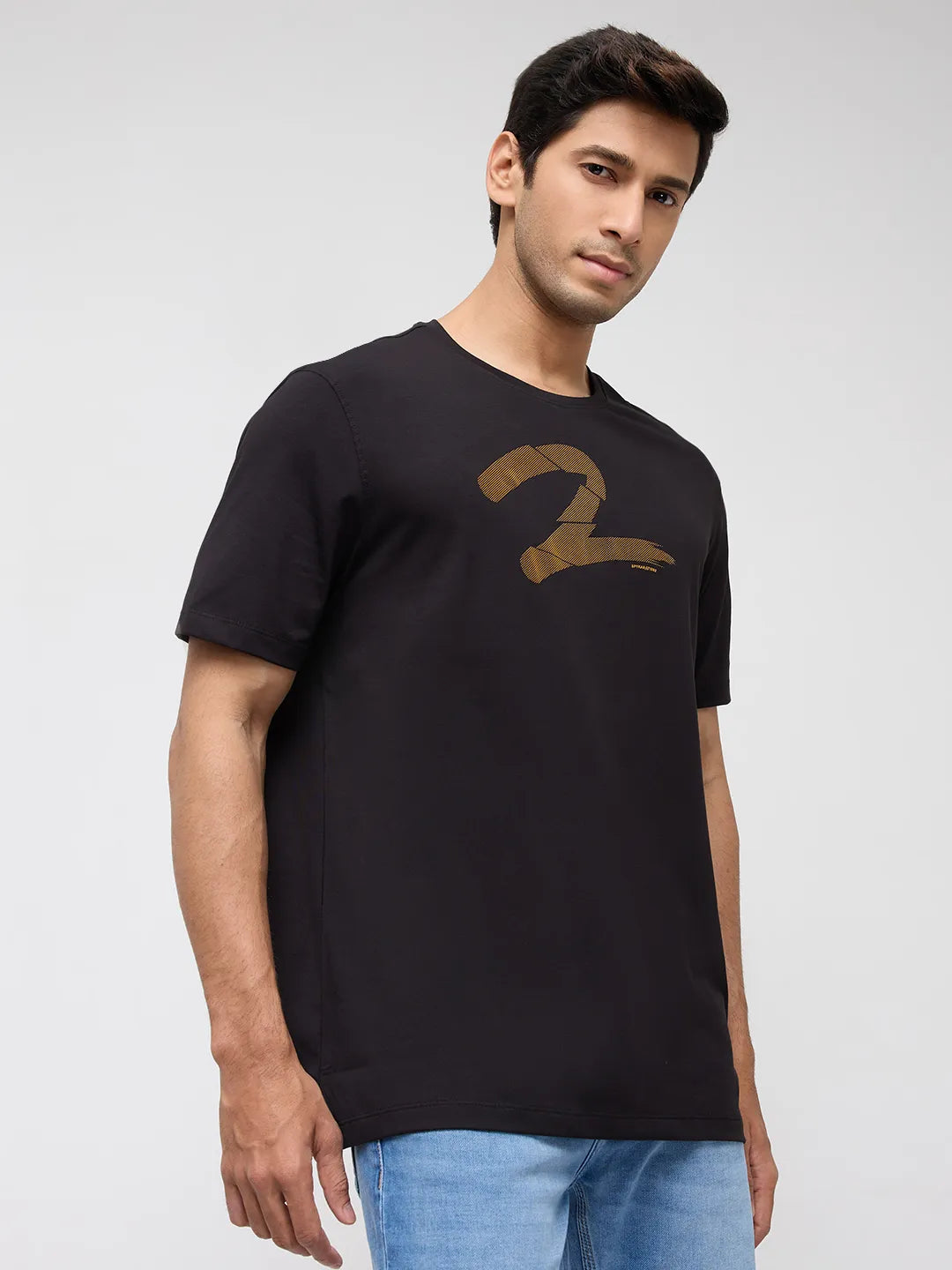 Men T-Shirt Graphic Black Regular Fit