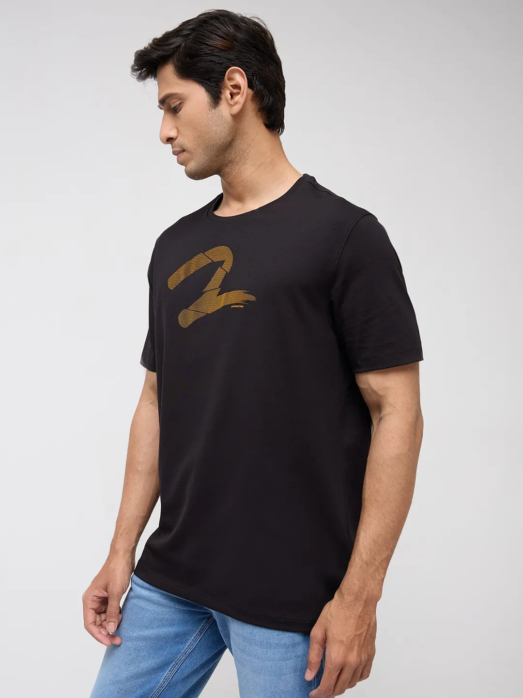 Men T-Shirt Graphic Black Regular Fit