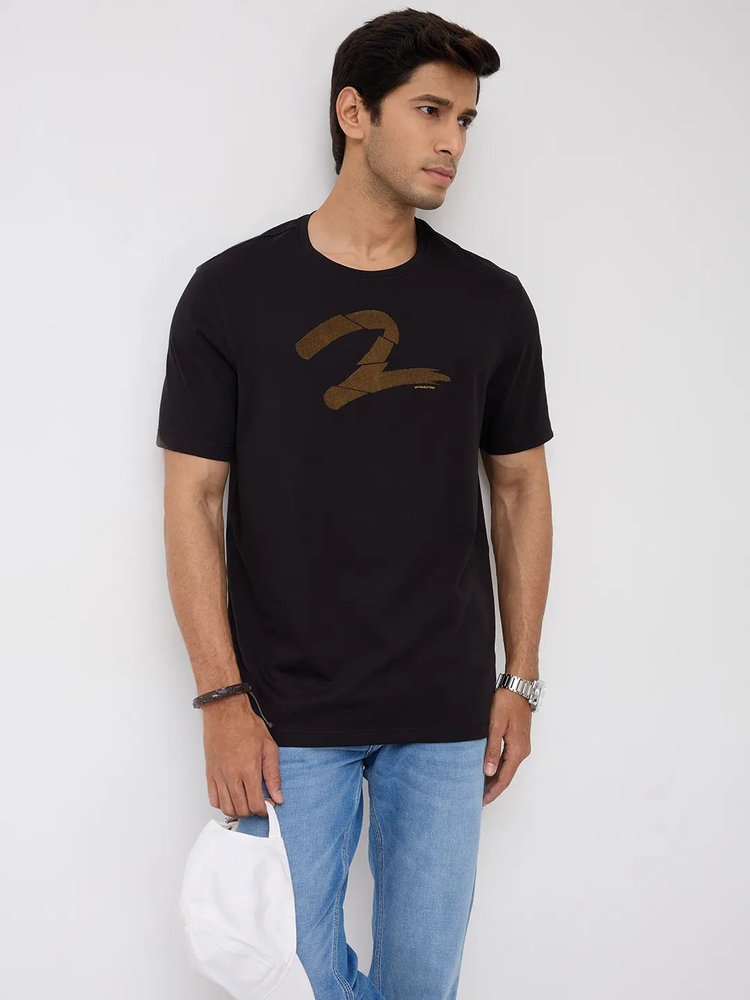 Men T-Shirt Graphic Black Regular Fit
