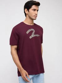 Men T-Shirt Graphic Red Regular Fit