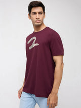 Men T-Shirt Graphic Red Regular Fit
