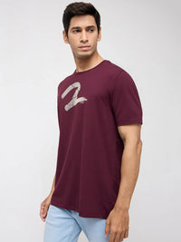 Men T-Shirt Graphic Red Regular Fit