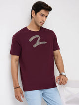 Men T-Shirt Graphic Red Regular Fit