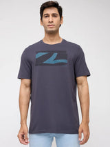 Men T-Shirt Graphic Grey Regular Fit
