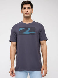 Men T-Shirt Graphic Grey Regular Fit