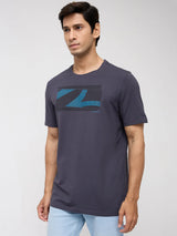 Men T-Shirt Graphic Grey Regular Fit