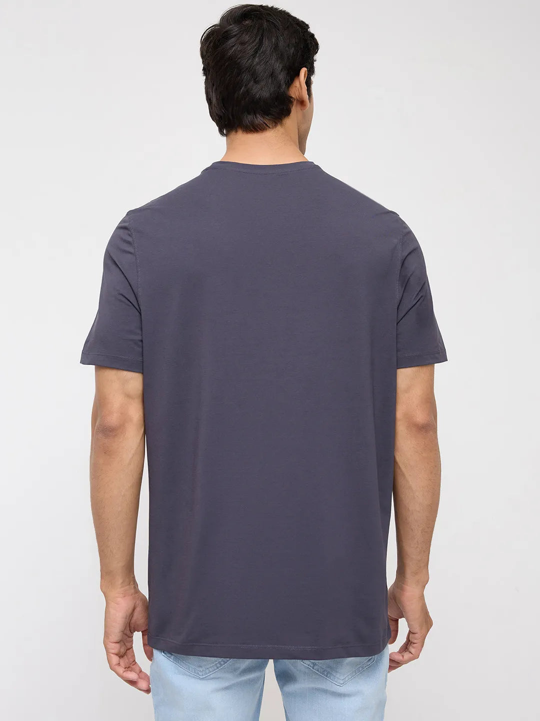 Men T-Shirt Graphic Grey Regular Fit