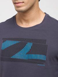 Men T-Shirt Graphic Grey Regular Fit