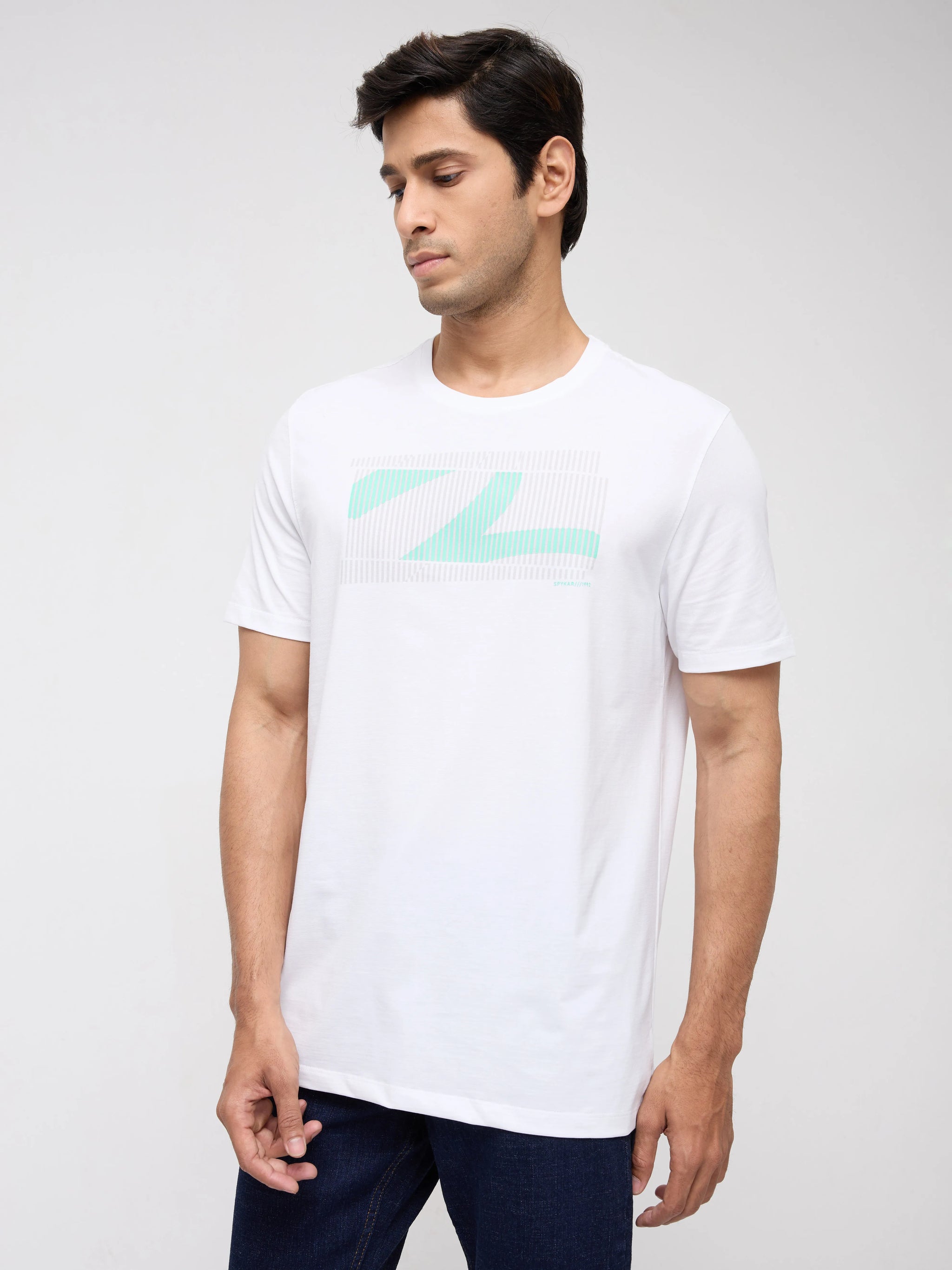 Men T-Shirt Graphic White Regular Fit