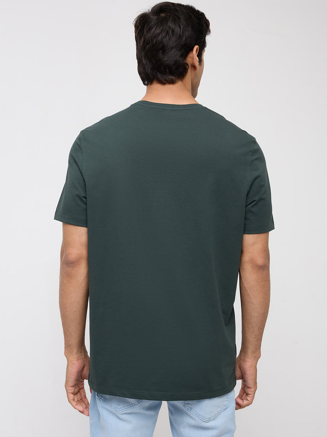 Men T-Shirt Graphic Green Regular Fit