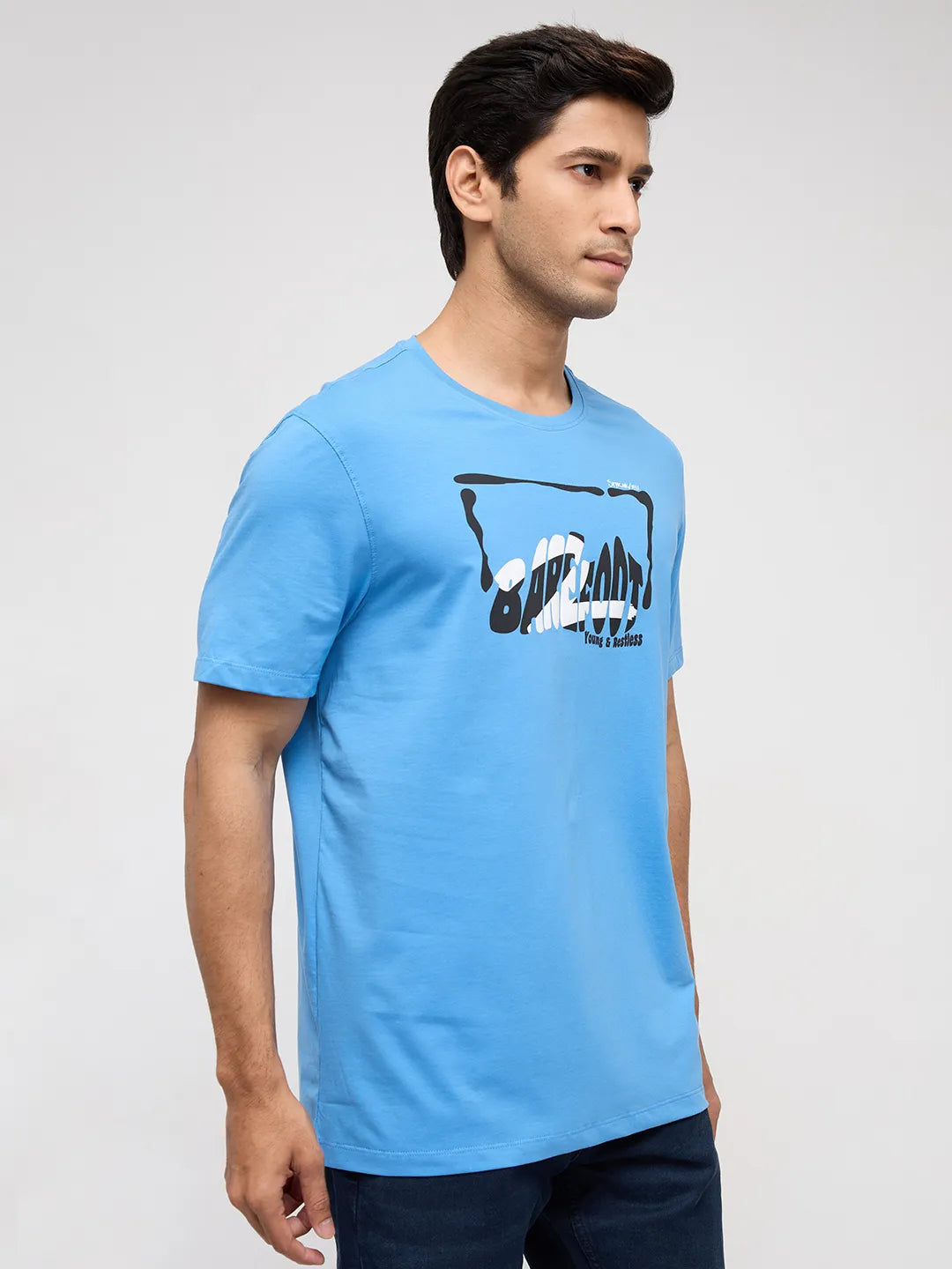 Men T-Shirt Graphic Blue Regular Fit