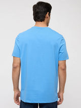 Men T-Shirt Graphic Blue Regular Fit