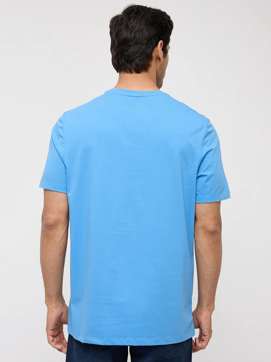 Men T-Shirt Graphic Blue Regular Fit