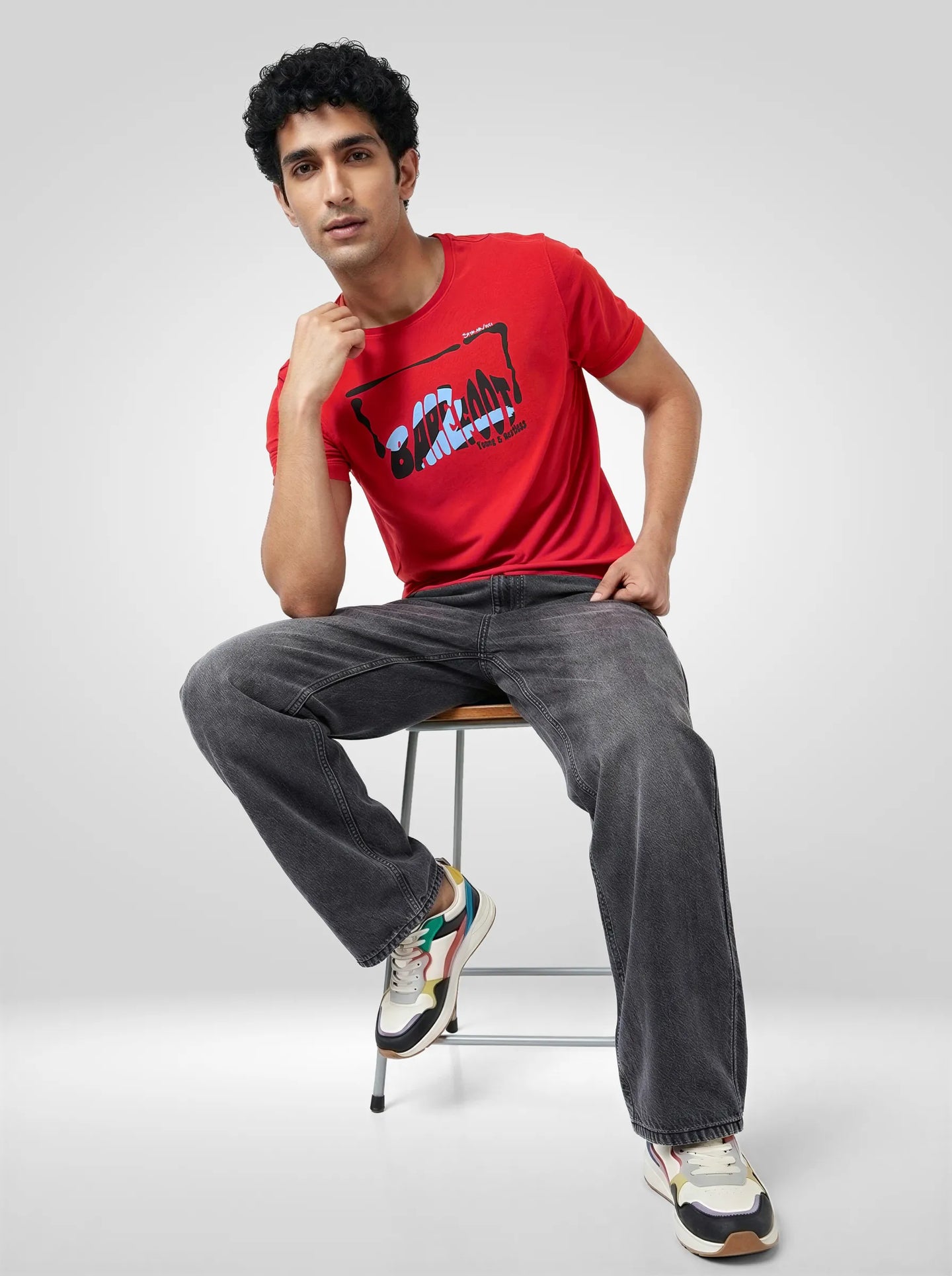 Men T-Shirt Graphic Red Regular Fit