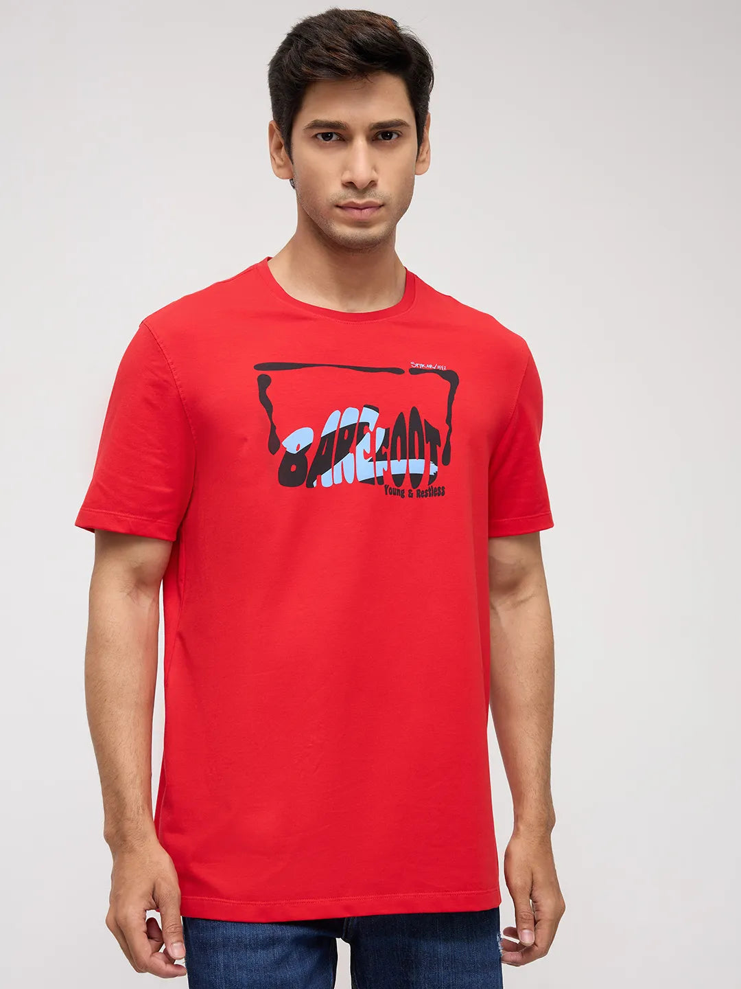 Men T-Shirt Graphic Red Regular Fit