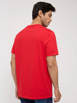 Men T-Shirt Graphic Red Regular Fit