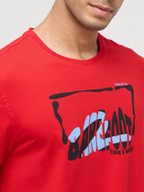 Men T-Shirt Graphic Red Regular Fit