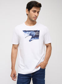 Men T-Shirt Graphic White Regular Fit
