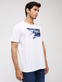 Men T-Shirt Graphic White Regular Fit
