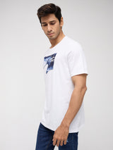 Men T-Shirt Graphic White Regular Fit
