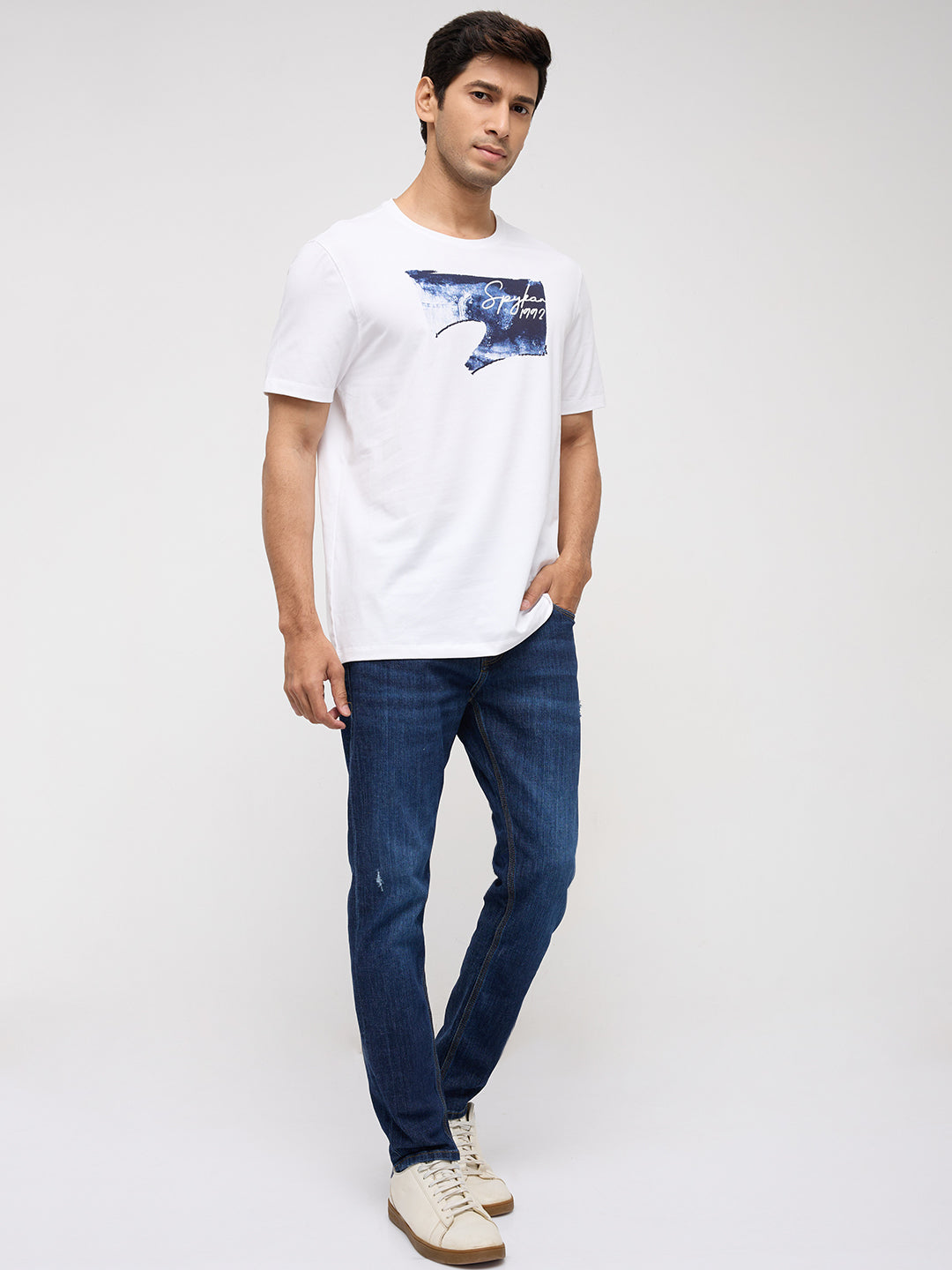 Men T-Shirt Graphic White Regular Fit