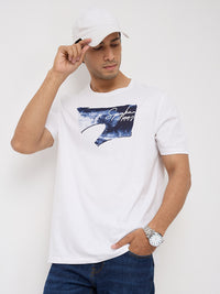 Men T-Shirt Graphic White Regular Fit