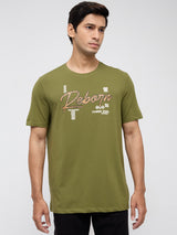 Men T-Shirt Graphic Green Regular Fit