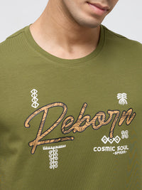 Men T-Shirt Graphic Green Regular Fit