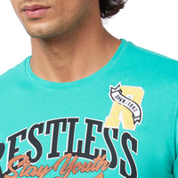 Men T-Shirt Solid Green Slim Fit