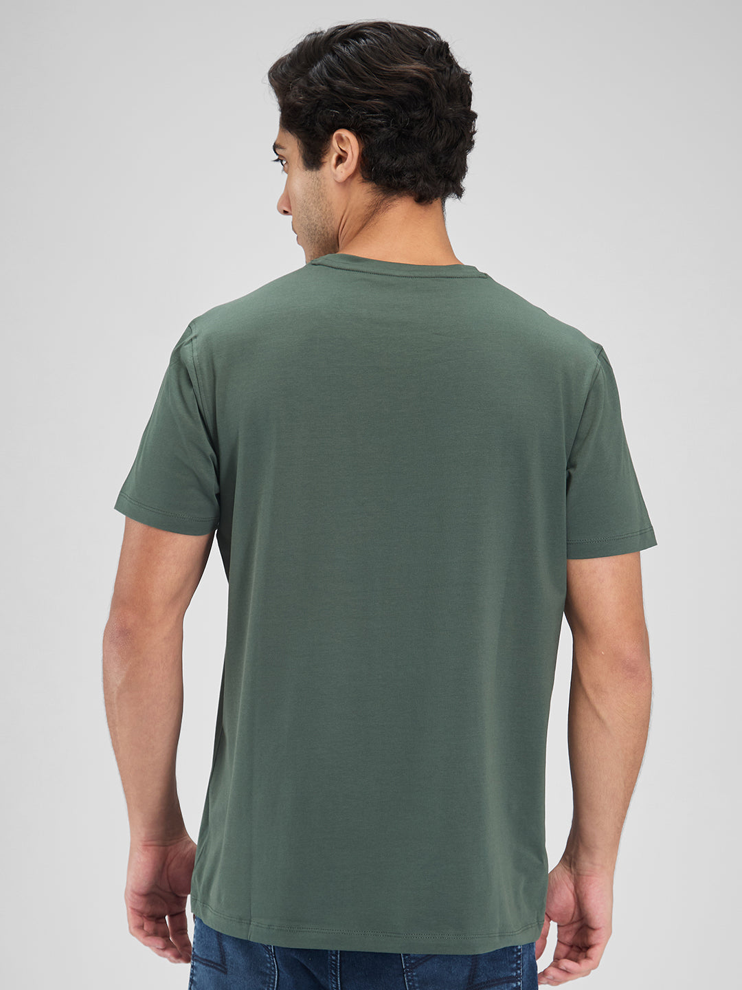 Spykar Men Solid Green Slim Fit Half Sleeves T-Shirt