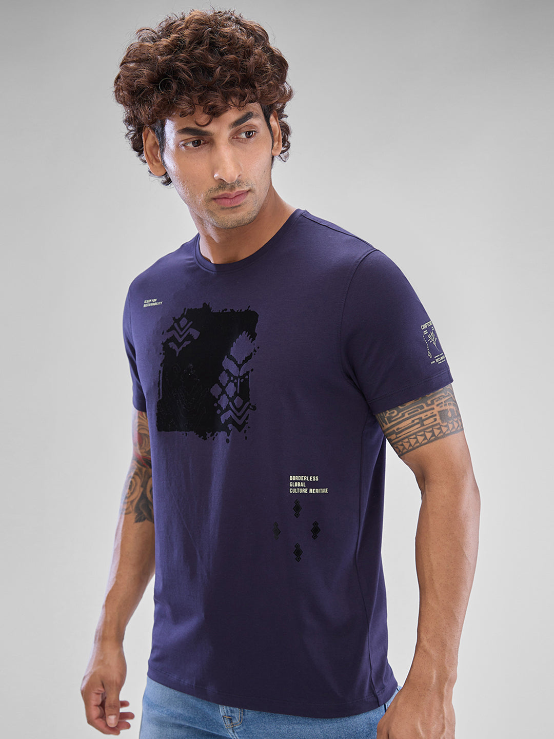 Spykar Men Typography Printed Slim Fit T-shirt